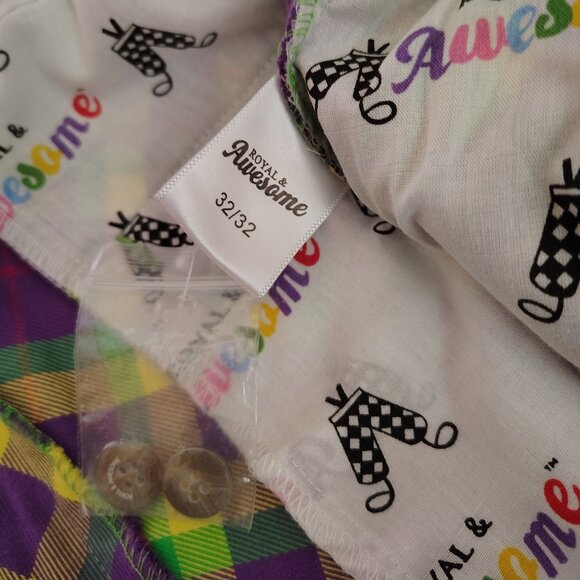 Royal & Awesome Men's Golf Pants Slim Fit Mardi Grass Golf Trousers Tartan Plaid - Picture 9 of 12